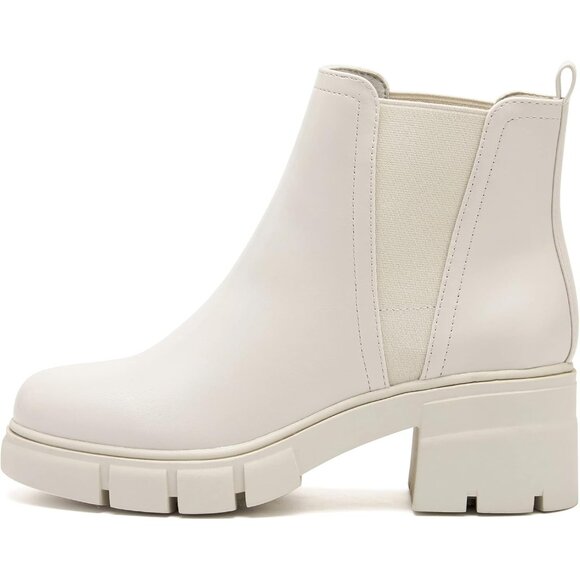 Stylish Women's Platform Chelsea Ankle Boots - Comfort and Elegance in Cream - Picture 2 of 7